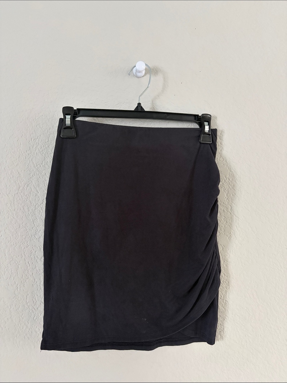 La Hearts Navy Blue Ruched Side Pencil Suede Skirt Size Small